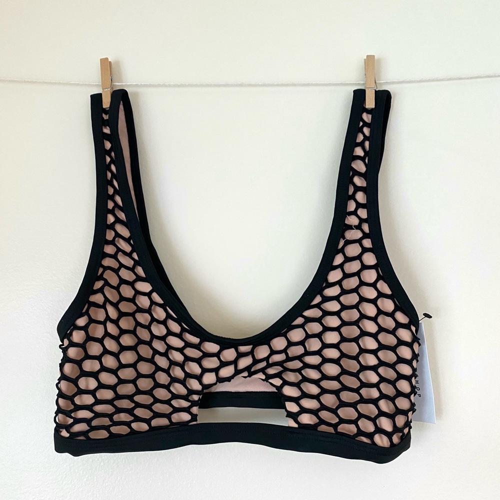 Topshop nude mesh keyhole bikini top